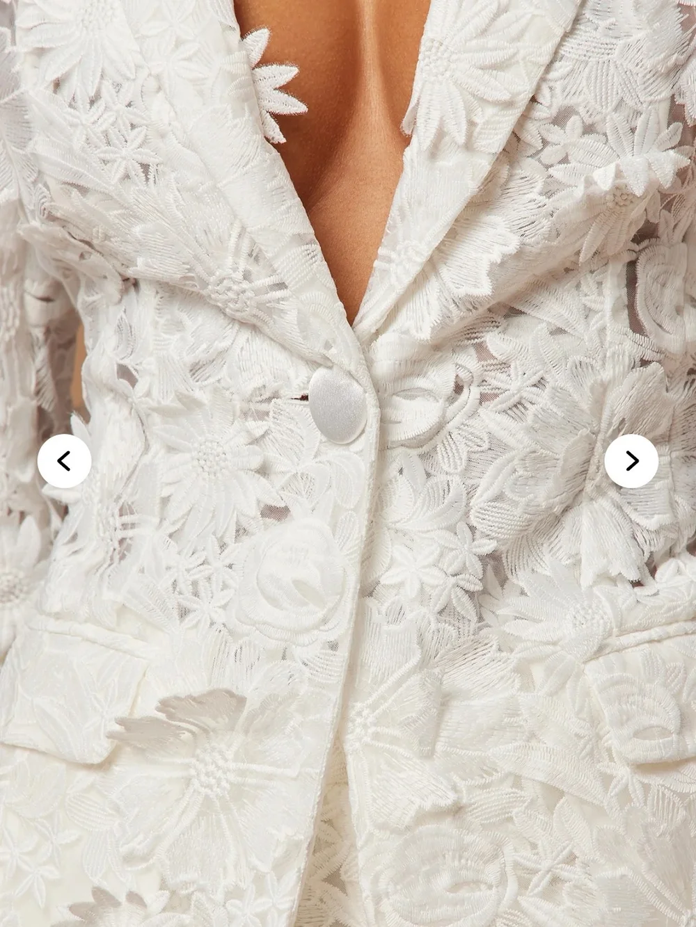 Elegant Fashion Nova Denise Embroidered Blazer/Jacket - White Lace - Picture 2 of 5